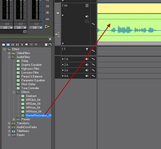 Drag Master Restoration to the audio clip