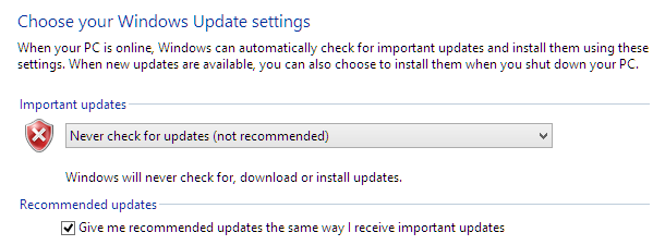 Windows Update Settings in Win8