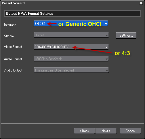 NTSC DV Device Preset Step4