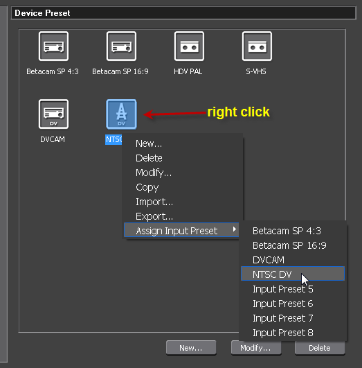 NTSC DV Device Preset Step6