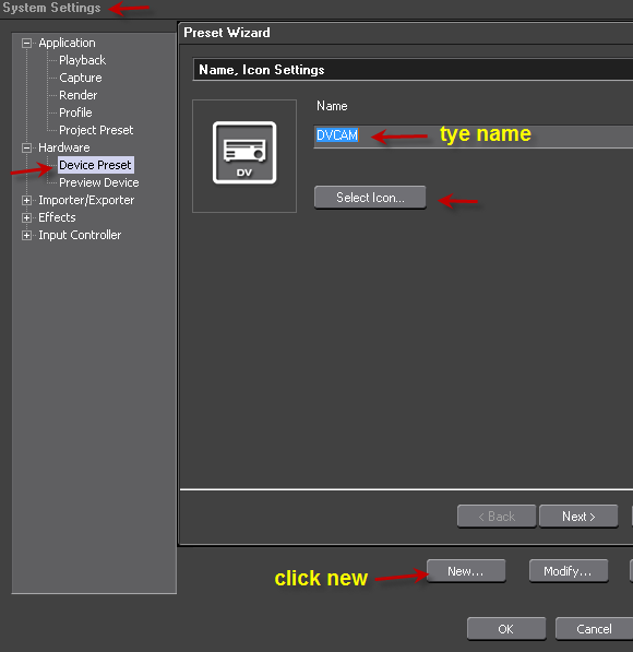 PAL DV Device Preset Step1