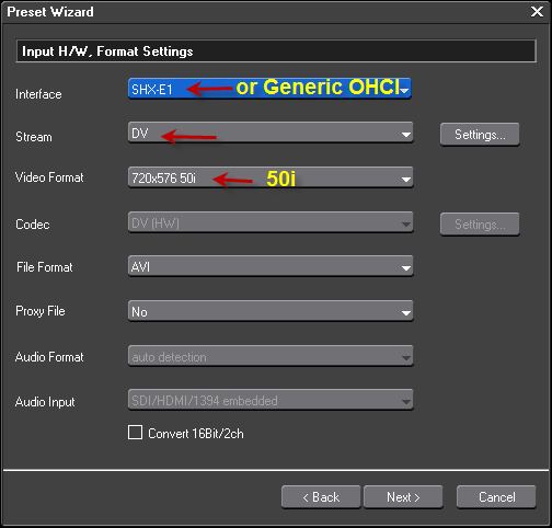 PAL DV Device Preset Step2