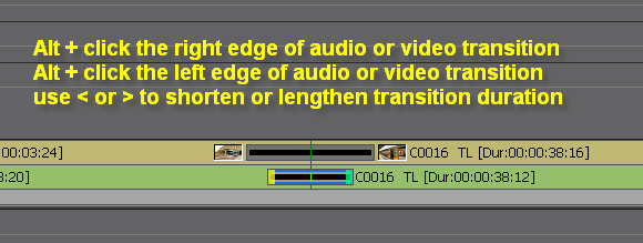 EDIUS trim transitions