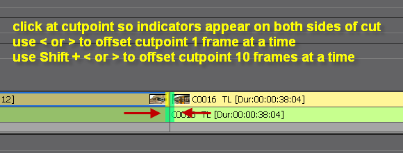 EDIUS offset cut point keys