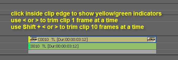 EDIUS trim in point keys