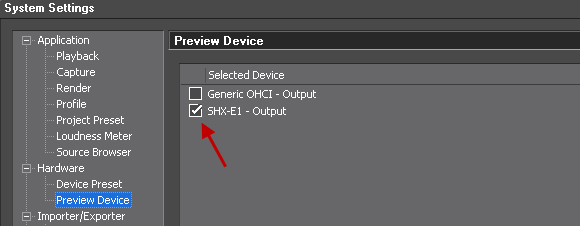 EDIUS65 system settings preview device