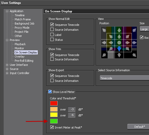 EDIUS65 user settings on screen display