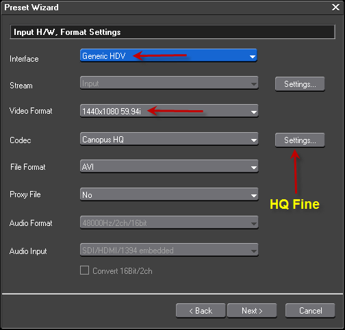 NTSC HDV Device Preset Step2