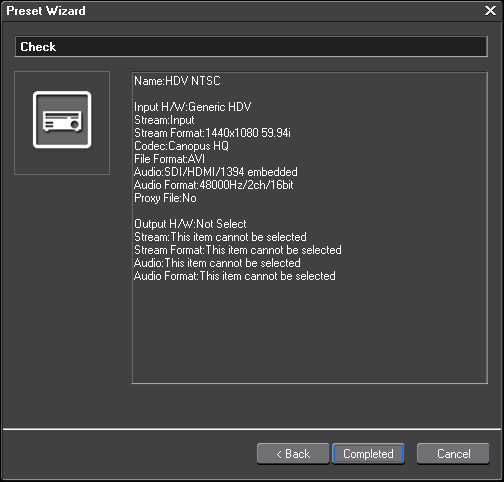 NTSC HDV Device Preset Step4