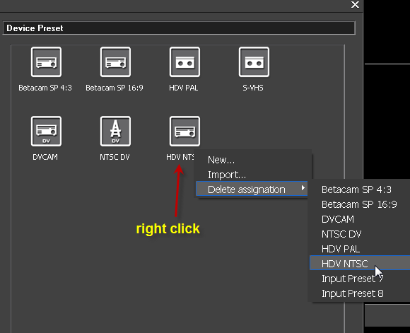 NTSC HDV Device Preset Step5