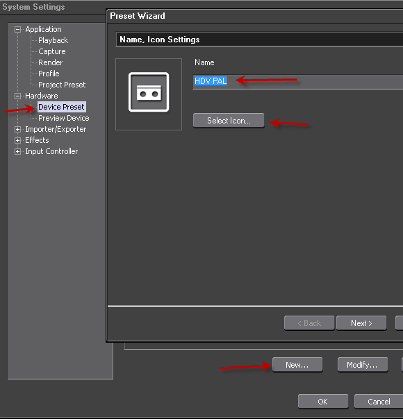 PAL HDV Device Preset Step1