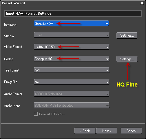 PAL HDV Device Preset Step2