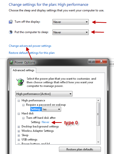 Win7 advanced power options