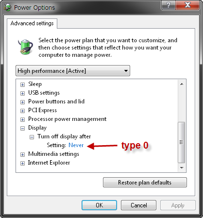 Win7 advanced power options