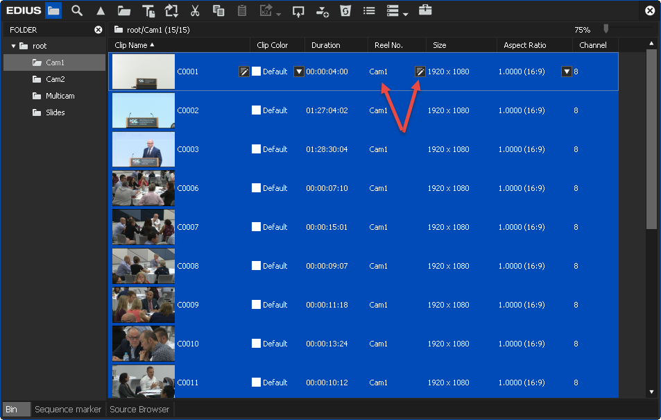 EDIUS 9.5 Multicam preparation step1