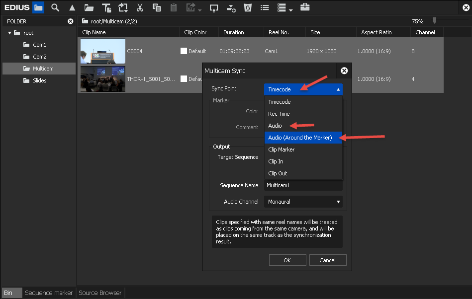 EDIUS 9.5 Multicam preparation step5