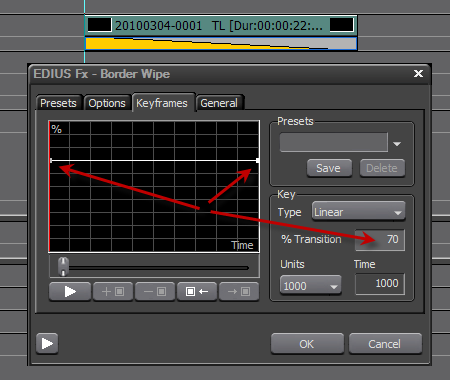 Apply and configure border wipe keyframes