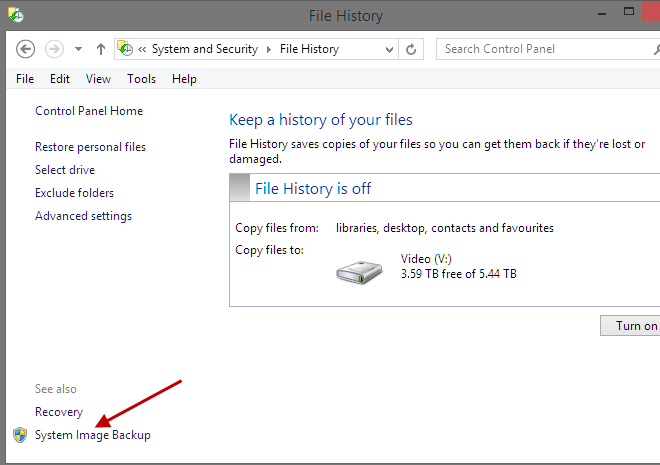 System Image Backup in Win8.1