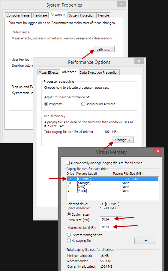 Set Virtual Memory in Win8